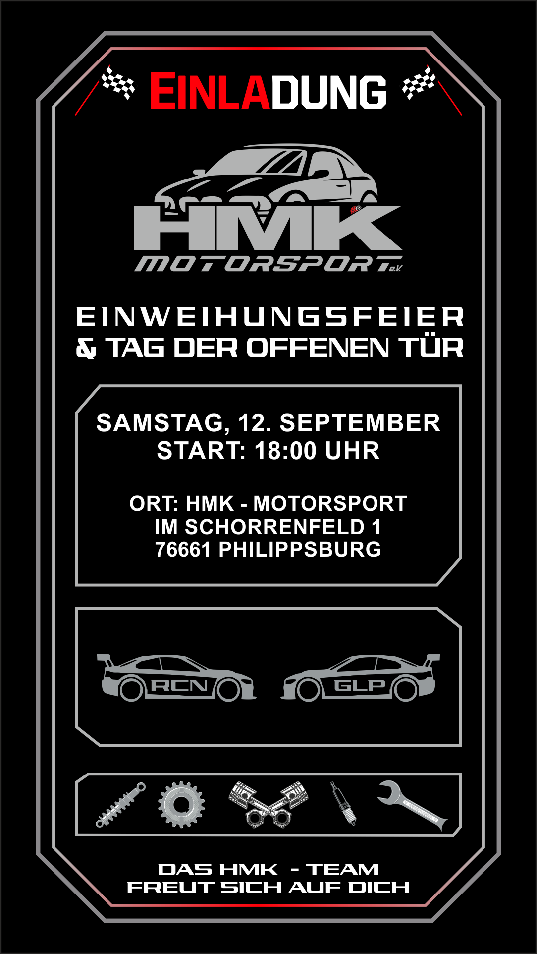 Einladung Einweihungsfeier HMK Motorsport